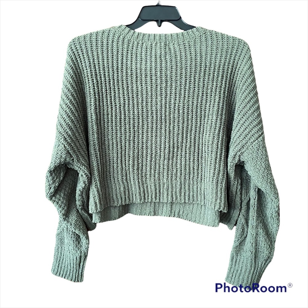 NWT Arizona Jean Company Olive Green Cable Knit Oversized Cropped Sweater XL - Picture 4 of 5